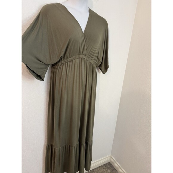 Deep self Dress Knit Maxi Dolman Short Sleeve Olive Green Fall Boho Maxi New XL - Picture 3 of 8